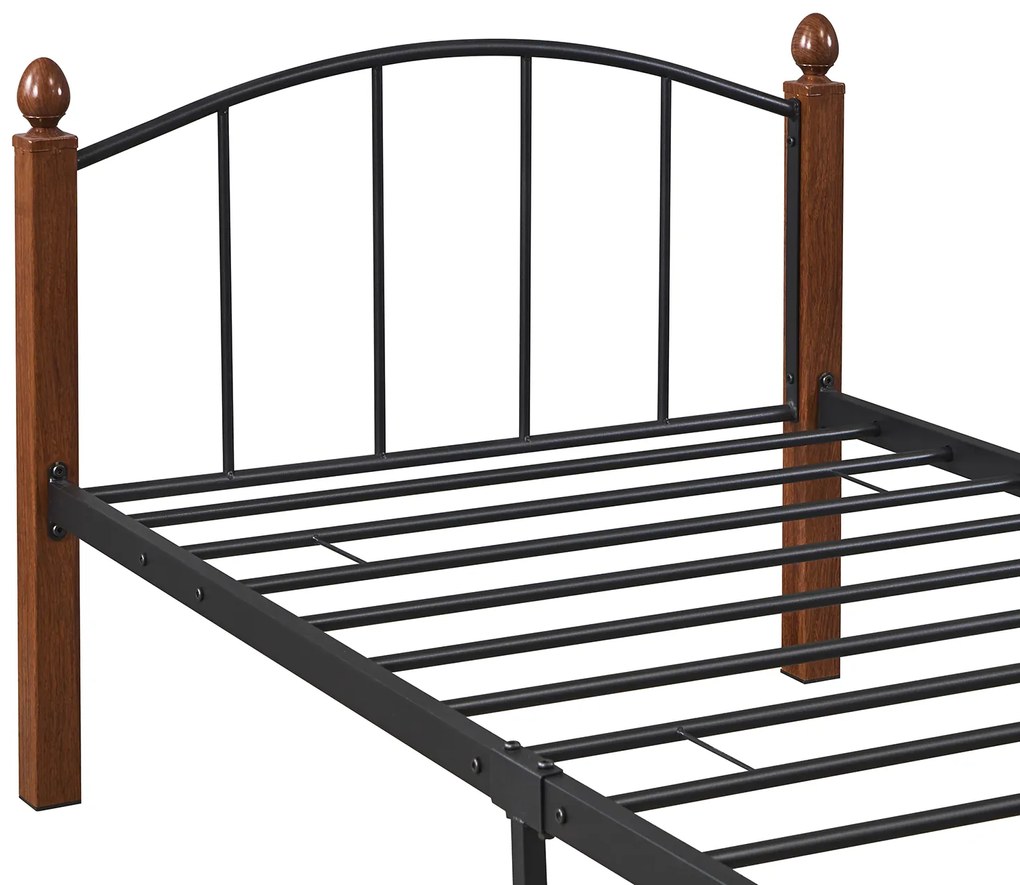 Κρεβάτι Μονό ArteLibre LARAMIE Μαύρο/Καρυδί Μέταλλο Για Στρώμα 90x200cm