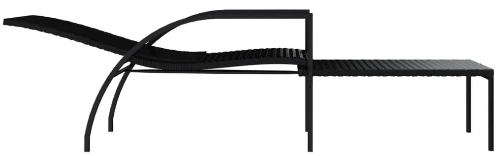 vidaXL Ξαπλώστρα με Υποπόδιο Μαύρη από Ρατάν Πολυαιθυλενίου