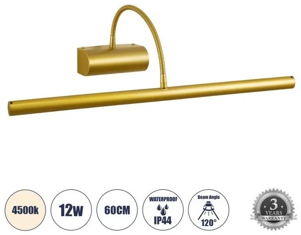 Απλίκα Καθρέπτη Μπάνιου-Πίνακα LED 12W 1400lm TROIS Globostar-60437-Χρυσό 60437