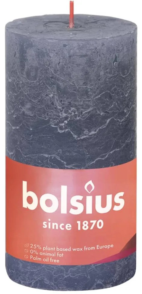 Bolsius Κεριά Κύλινδρος Ρουστίκ Shine 4 τεμ Μπλε Λυκόφωτος 130 x 68χιλ