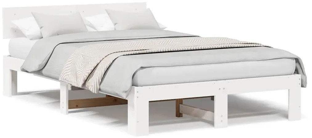 vidaXL Σκελετός Κρεβατιού Λευκό 120 x 200 cm Μασίφ ξύλο πεύκου