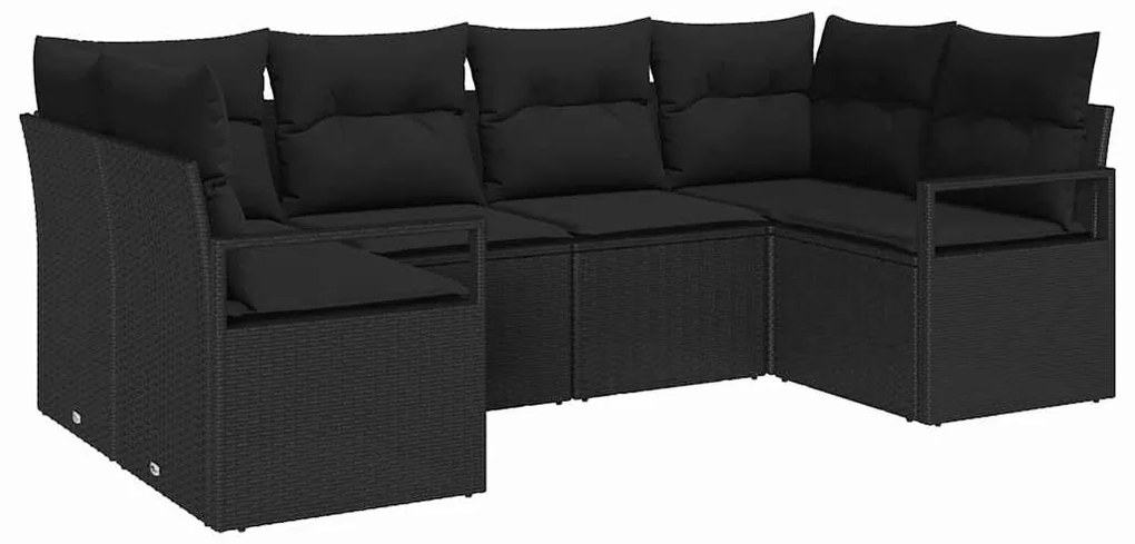 vidaXL Σετ Καναπέ Κήπου 6 pcs Μαύρο Πολυ ράταν