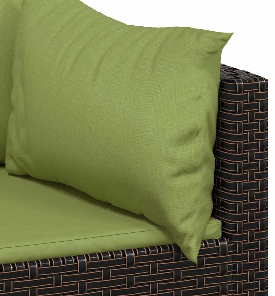 vidaXL Καναπέδες Κήπου Γωνιακοί με Μαξιλάρια 2 τεμ. Καφέ Συνθ. Ρατάν