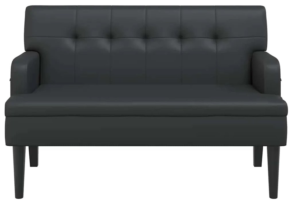 vidaXL Παγκάκι με Πλάτη Μαύρο 112x65,5x75 εκ. από Συνθετικό Δέρμα