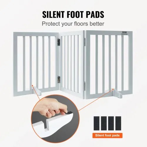 VEVOR Free Standing Dog Gate 24x60 inch Freestanding Pet Gate Foldable White