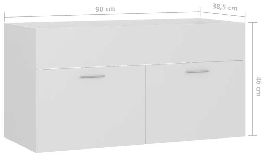 Ντουλάπι Νιπτήρα Λευκό 90 x 38,5 x 46 εκ. από Επεξ. Ξύλο - Λευκό