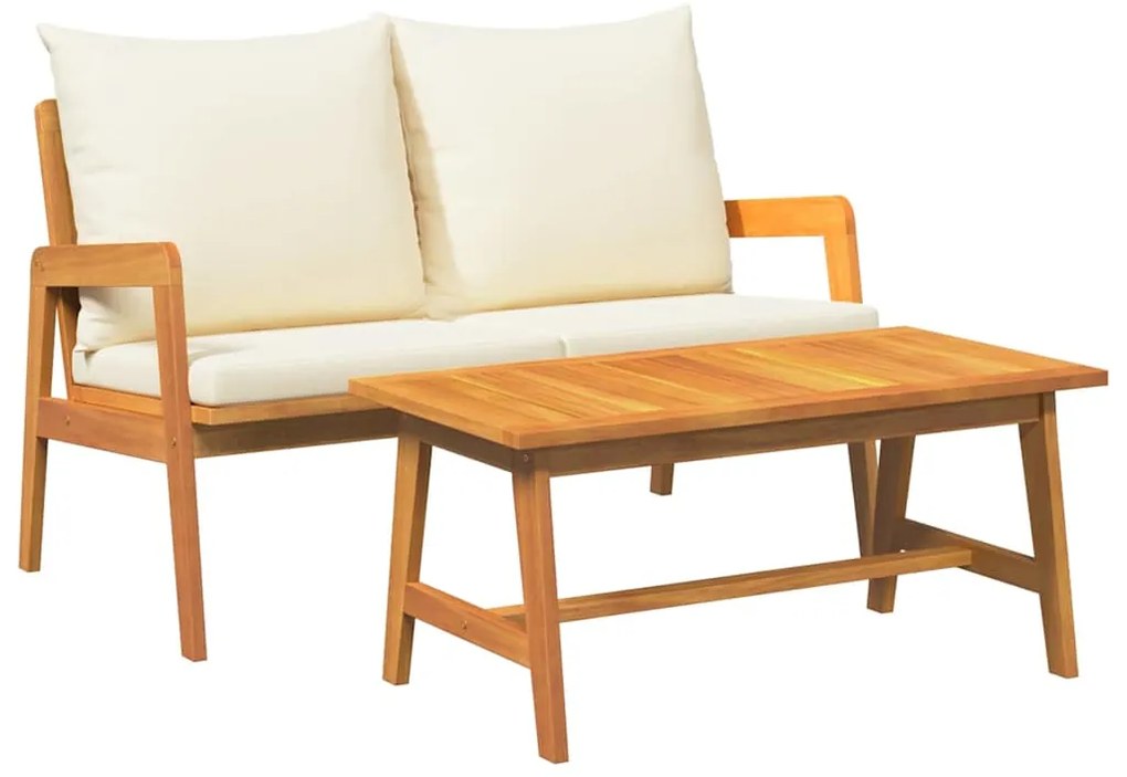 vidaXL Σετ μπιστρό με μαξιλάρι 2 pcs Φυσικό Λάδι Στερεό Ξύλο Ακακίας