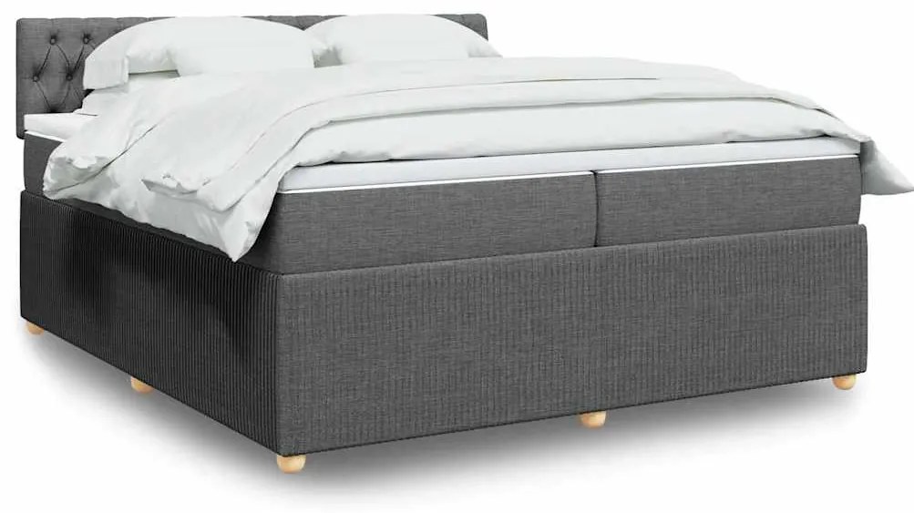 vidaXL Κρεβάτι Boxspring με Στρώμα Σκούρο Γκρι 200x200 εκ. Υφασμάτινο