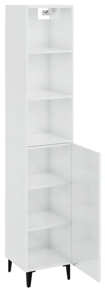 vidaXL Ντουλάπι Γυαλ. Λευκό 34,5 x 34 x 180 εκ. από Επεξεργασμένο Ξύλο