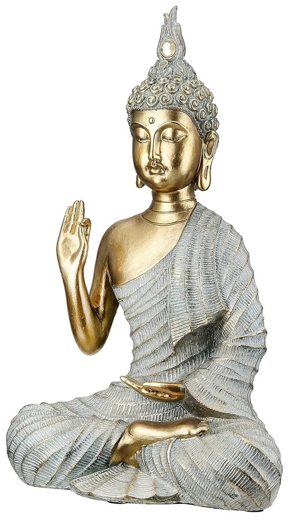 Φιγούρα Buddha Συνθετική Ρητίνη Γκρι Χρυσό Χρώμα 16X8X25Cm 16X8X25Cm-05161449