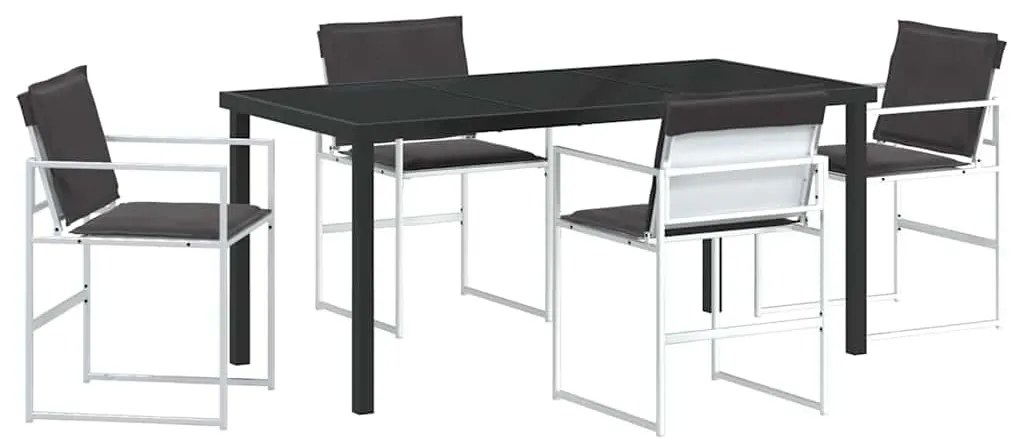 vidaXL Σέτ φαγητού για κήπο 5 pcs Λευκό Textilene και ατσάλι