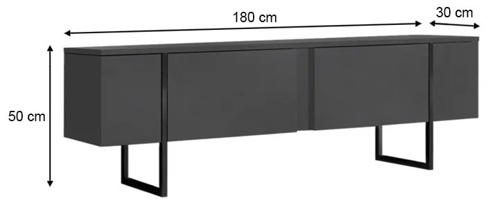 Έπιπλο τηλεόρασης Luxe Megapap χρώμα ανθρακί 180x30x50εκ.