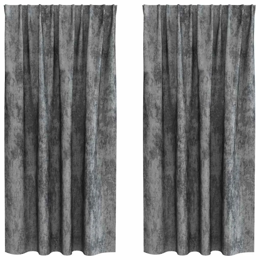 vidaXL Κουρτίνα με κουρτίνες 2 pcs Γκρι 175 x 140 εκ. Βελούδο