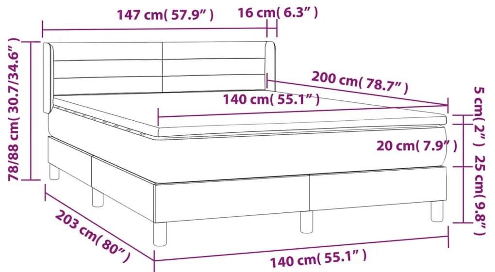 ΚΡΕΒΑΤΙ BOXSPRING ΜΕ ΣΤΡΩΜΑ ΣΚΟΥΡΟ ΓΚΡΙ 140X200 ΕΚ. ΒΕΛΟΥΔΙΝΟ 3131022