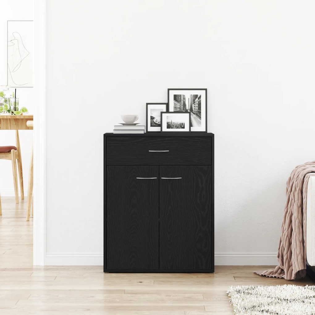 vidaXL Πλαϊνό Γραφείο Μαύρο Δρυς 60x30x75 εκ. Επεξεργασμένο Ξύλο