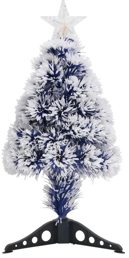 vidaXL Χριστ. Δέντρο Τεχνητό Προφωτισμένο Οπτικές Ίνες Λευκό/Μπλε 64εκ