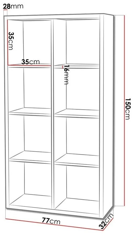 Βιβλιοθήκη Bedford A104, Ανοιχτό χωρίς τον πίσω τοίχο, Πλαστικοποιημένη μοριοσανίδα, 150x77x32cm, 42 kg, Sonoma οξιά | Epipla1.gr