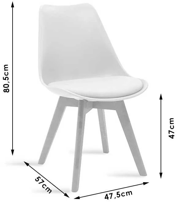 Καρέκλα Gaston PP-PU λευκό-φυσικό πόδι 43x51x75 εκ.