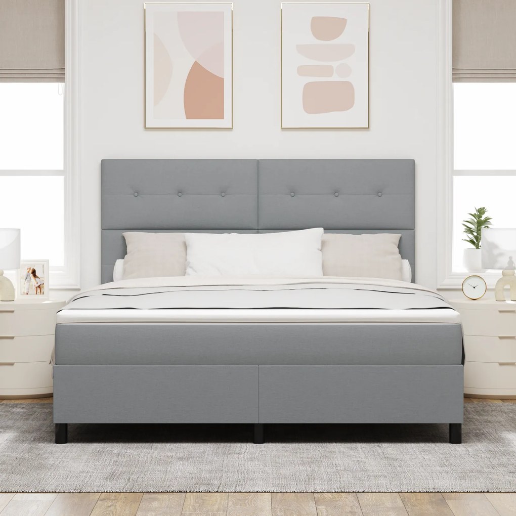vidaXL Κρεβάτι Box Spring με Στρώμα Ανοιχτό Γκρι Σούπερ Βασιλικό Ύφασμα