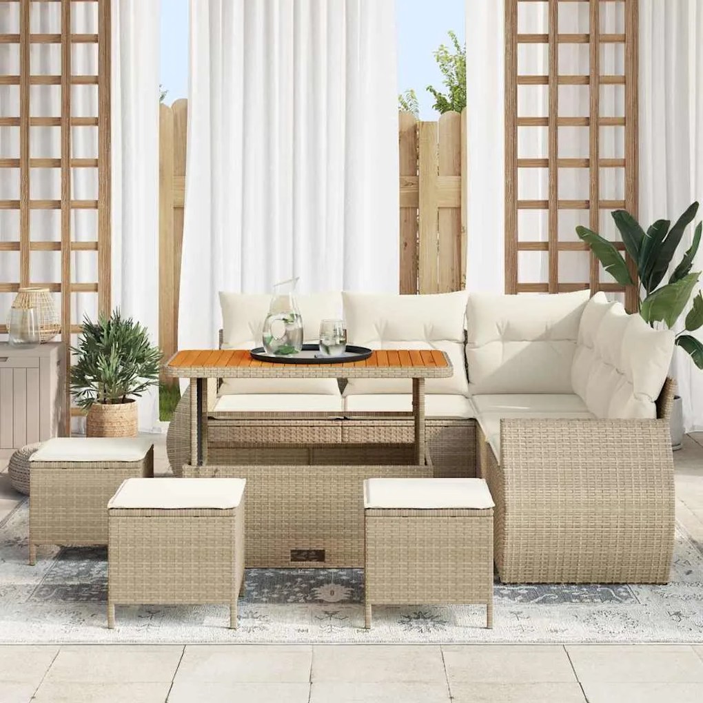 vidaXL Σετ Καναπέ Κήπου 9 pcs μπεζ και κρεμ 110 x 55 x 71 εκ