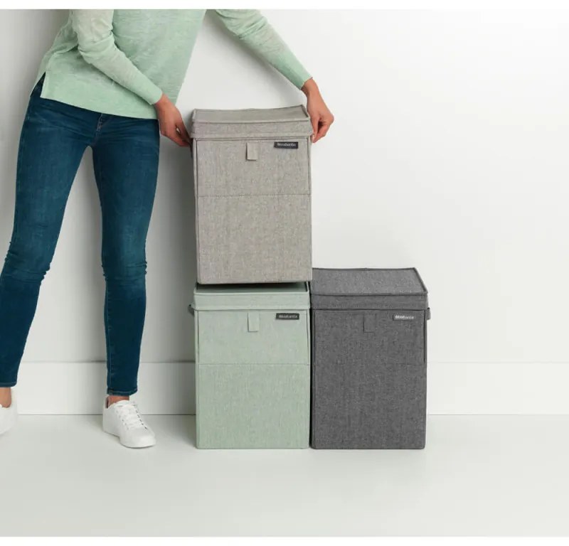 Brabantia Κιβώτιο πλυντηρίου ρούχων 1000828, 35 l, Άνοιγμα μπροστά, Ευρύ καπάκι, Πτυσσόμενο, Μαύρο