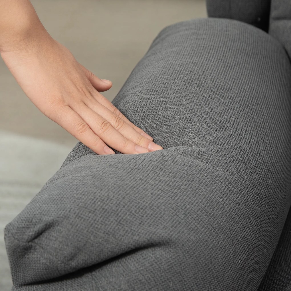 Πολυθρόνα ανάκλισης, Ρυθμιζόμενη πολυθρόνα με επένδυση και υποπόδιο, 160° κλίση, όψη λινό, γρήγορη συναρμολόγηση, Σκούρο γκρι