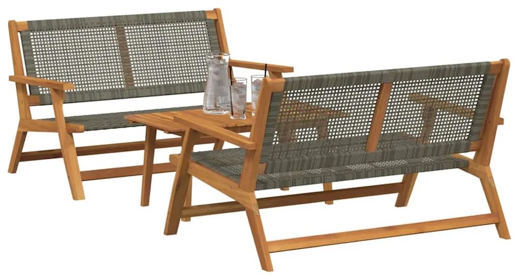 vidaXL Κήπου Καρέκλες με Τραπέζι 3 pcs Γκρι 90 x 45 x 40 cm