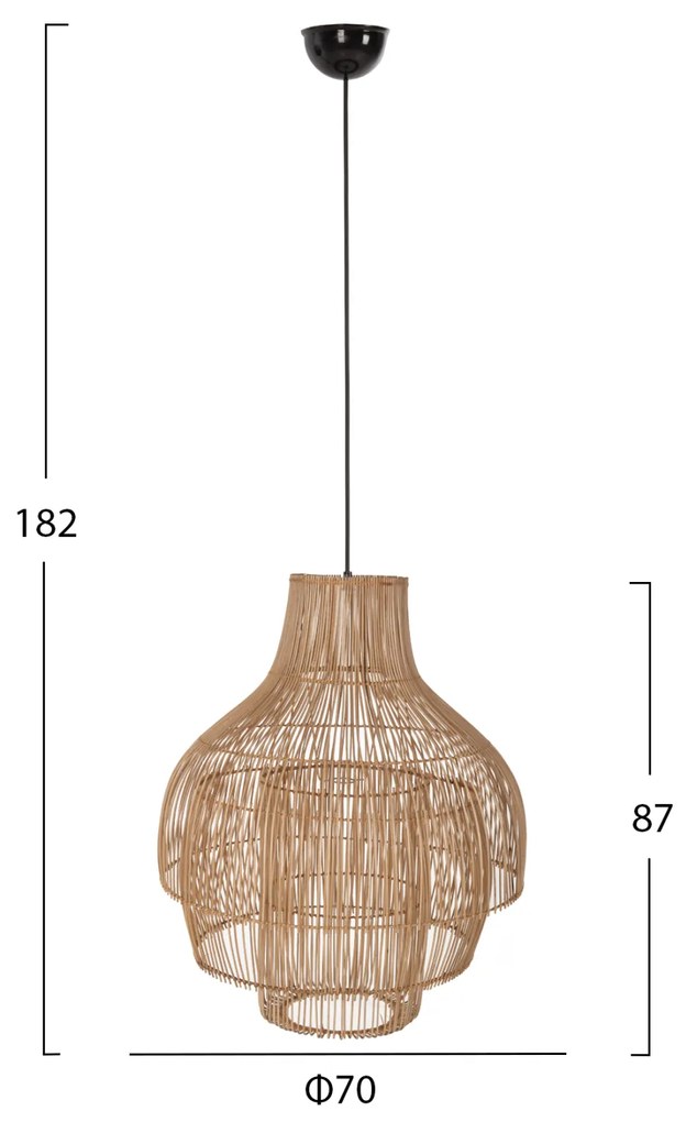 ΦΩΤΙΣΤΙΚΟ ΟΡΟΦΗΣ ΚΡΕΜΑΣΤΟ HM7857 RATTAN ΣΕ ΦΥΣΙΚΟ ΧΡΩΜΑ ΜΕ ΤΡΙΑ ΣΧΗΜΑΤΑ Φ70Χ182Υεκ