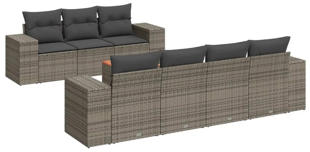 vidaXL Σαλόνι Κήπου Σετ 8 Τεμαχίων Γκρι Συνθετικό Ρατάν με Μαξιλάρια