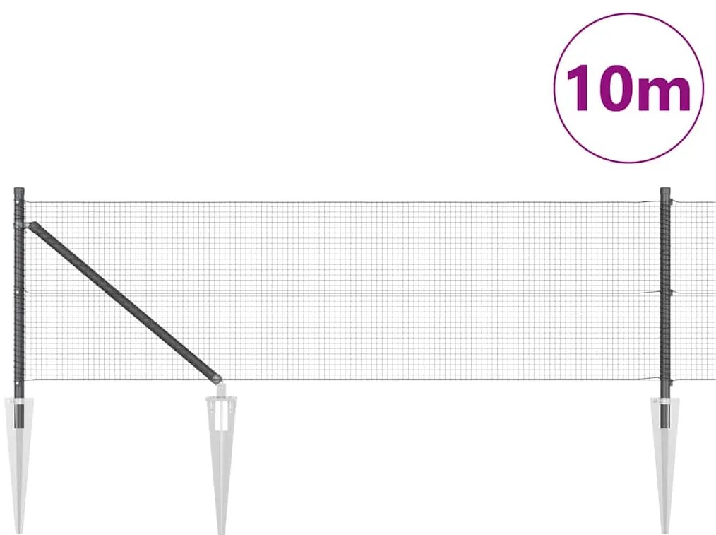 vidaXL Στύλος Περιφράξεων Γκρι 10 x 0,5 μ (16 x 16 mm πλέγμα) Ατσάλι