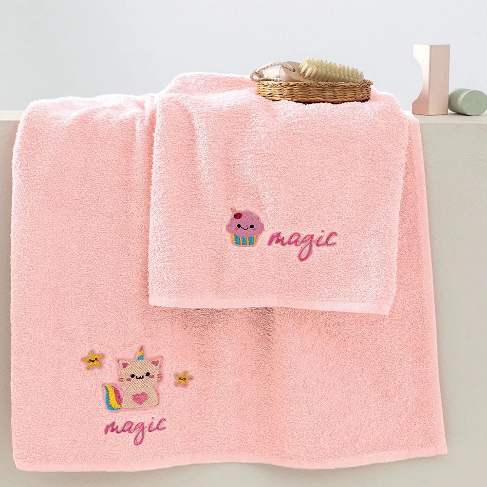 Πετσέτες Παιδικές Unicat (Σετ 2τμχ) Pink Palamaiki Towels Set 100% Βαμβάκι