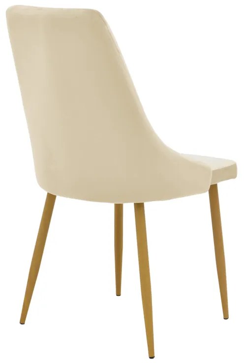 Καρέκλα Azori pakoworld μπεζ βελούδο με πόδι μετάλλου σε φυσική απόχρωση 49x55x85εκ