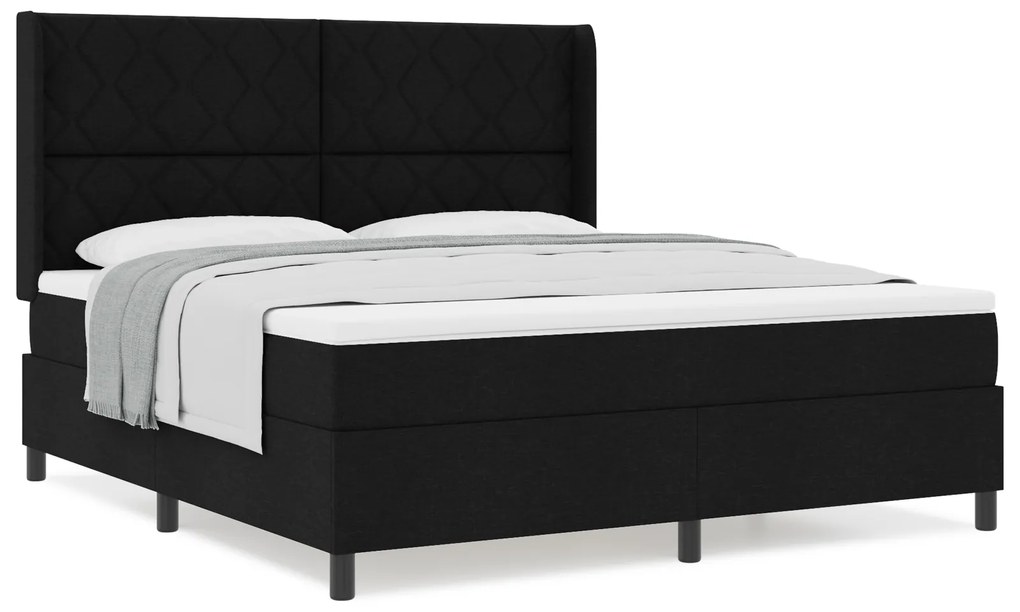 vidaXL Σκελετός Κρεβατιού με Στρώμα Μαύρο 180x200 εκ Ύφασμα