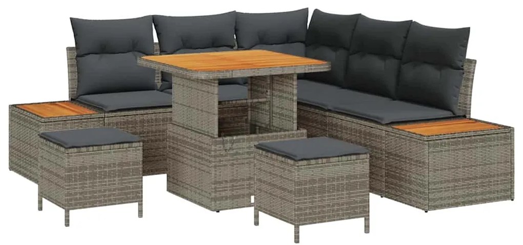 vidaXL Σετ Καναπέ Κήπου 8 pcs Γκρι συνθετικό ρατάν