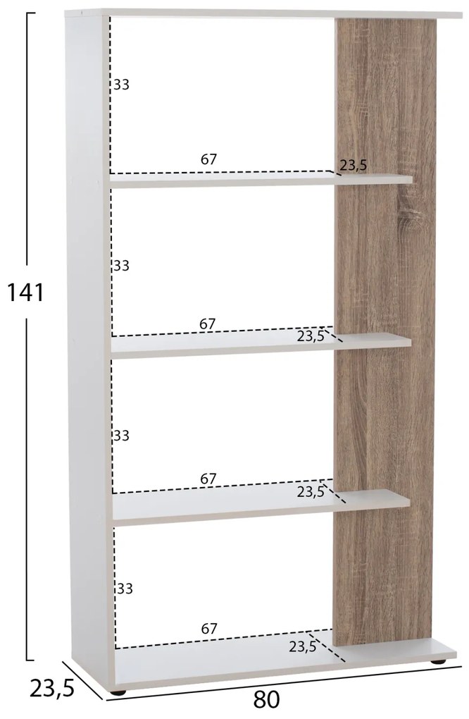 Βιβλιοθήκη Harvey 80x23x141 Λευκό