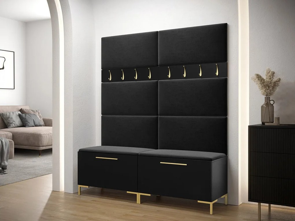 Σετ διαδρόμου Hartford F101, 196x168x46cm, 32 kg, Μαύρο, Ταπισερί, Πλαστικοποιημένη μοριοσανίδα, Εντοιχισμένη, Τοίχου | Epipla1.gr