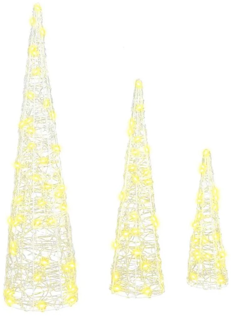 vidaXL Χριστουγεννιάτικο Δέντρο 3 pcs Θερμό λευκό 20 x 20 x 80 εκ