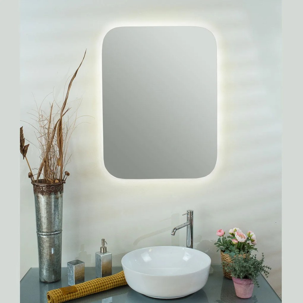 Καθρέπτης τοίχου Curved Project Mirrors με κρυφό φωτισμό Led Διάσταση: 42x80, Διακόπτης Αφής: Ναι, Τοποθέτηση: Οριζόντια