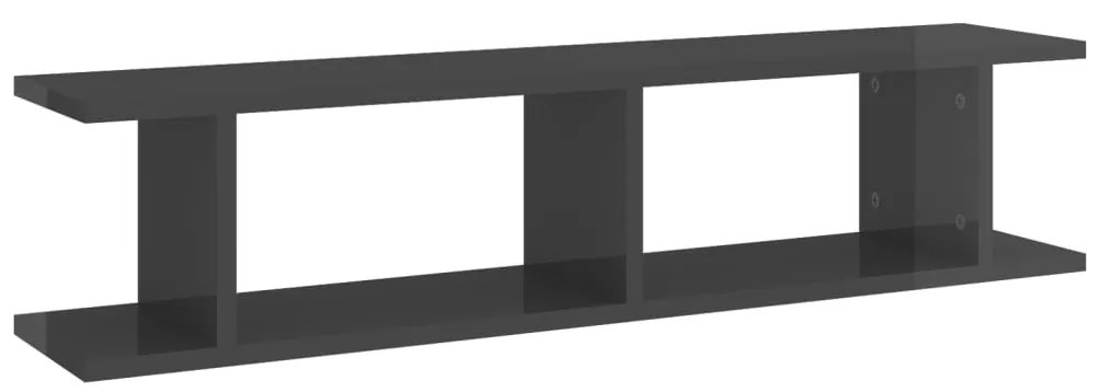 vidaXL Ραφιέρες Τοίχου 2 τεμ. Γυαλιστερό Γκρι 90x18x20 εκ. Επεξ. Ξύλο