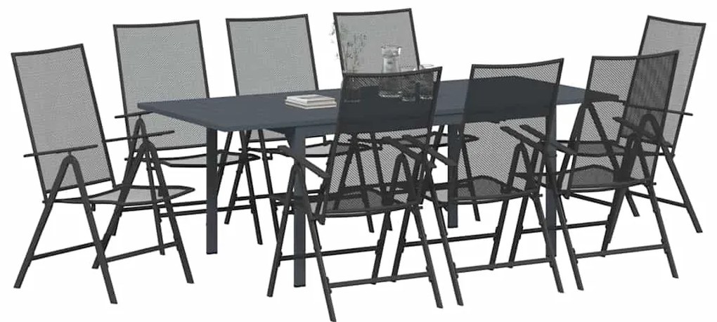 vidaXL Σέτ φαγητού για κήπο 9 pcs Ανθρακί Ατσάλι