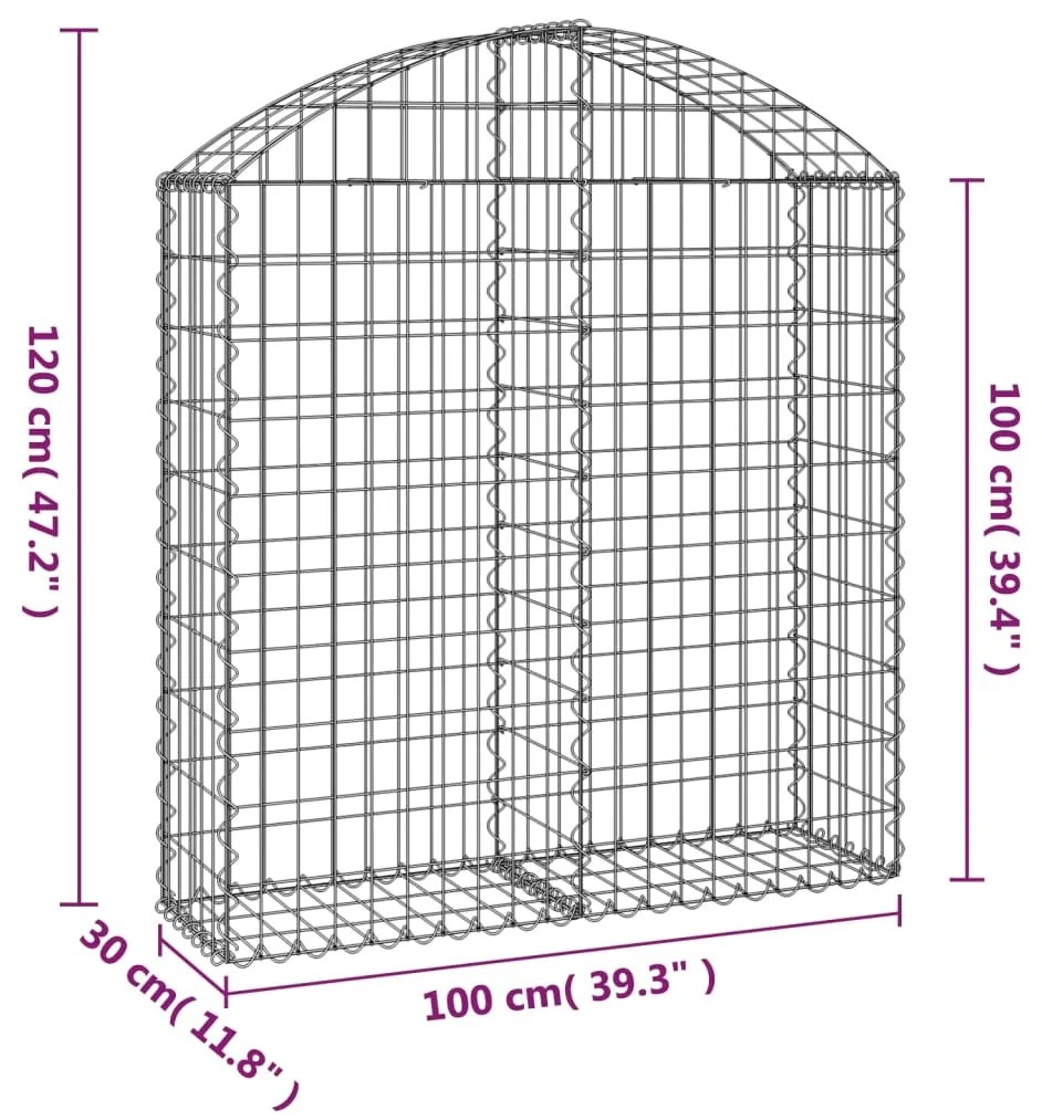 Συρματοκιβώτιο Τοξωτό 100x30x100/120εκ. από Γαλβανισμένο Χάλυβα - Ασήμι