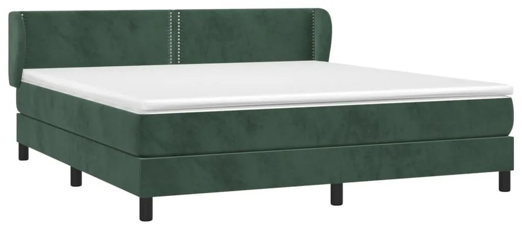 Κρεβάτι Boxspring με Στρώμα Σκούρο Πράσινο 180x200εκ. Βελούδινο - Πράσινο