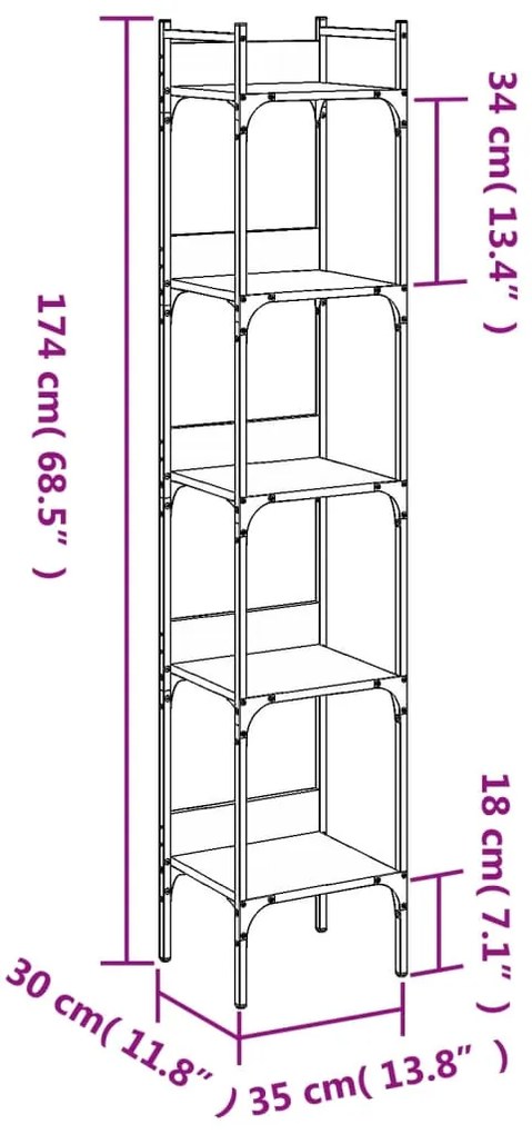 ΒΙΒΛΙΟΘΗΚΗ 5 ΕΠΙΠΕΔΩΝ ΚΑΠΝ. ΔΡΥΣ 35X30X174 ΕΚ. ΕΠΕΞΕΡΓ. ΞΥΛΟ 838855