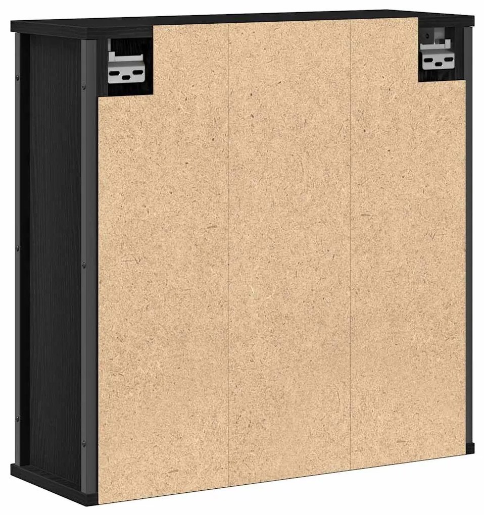 vidaXL Ντουλάπι τοίχου μπάνιου με καθρέφτη Μαύρη βελανιδιά 60x21x60 cm