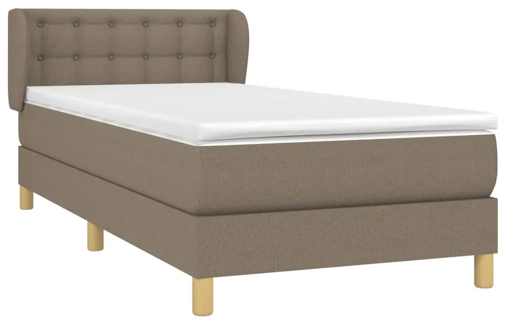 vidaXL Κρεβάτι Boxspring με Στρώμα Taupe 100 x 200 εκ. Υφασμάτινο