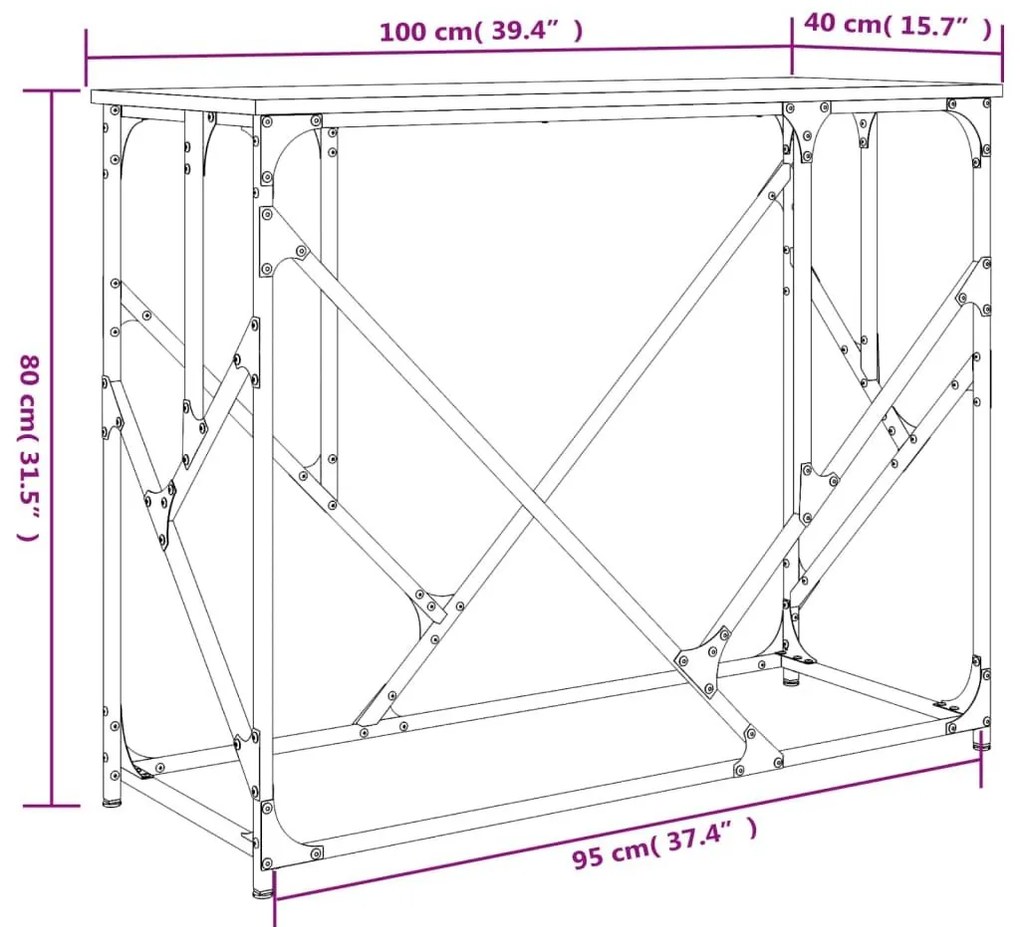 Τραπέζι Κονσόλα Καφέ Δρυς 100x40x80 εκ. Επεξεργασμένο Ξύλο - Καφέ