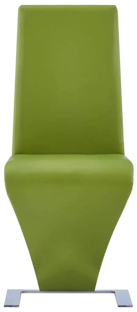 Καρέκλες Τραπεζαρίας Ζιγκ-Ζαγκ 2 τεμ. Πράσινες Συνθετικό Δέρμα - Πράσινο