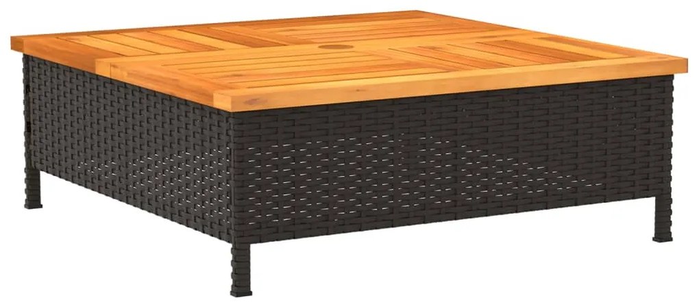 vidaXL Τραπέζι Κήπου Μαύρο 70x70x25 εκ. από Ρατάν και Ξύλο Ακακίας
