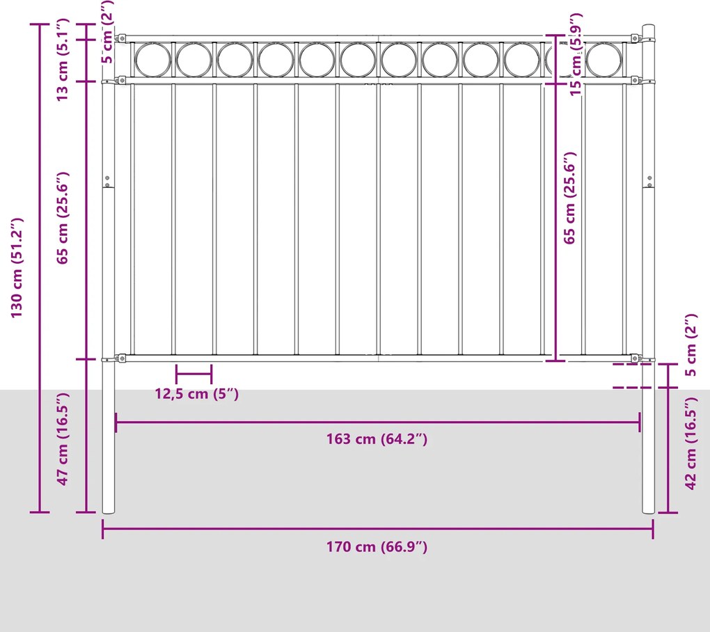 vidaXL Κήπος ΦENCE Γκρι 1.7x0.8 μ Ατσάλι