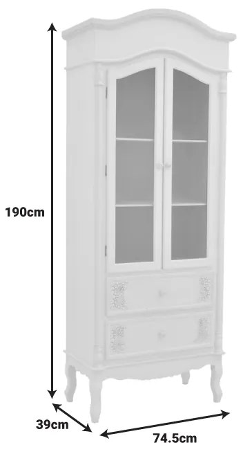 Βιτρίνα Pazlen Inart mdf σε λευκή αντικέ απόχρωση 74.5x39x190εκ - 087-000007